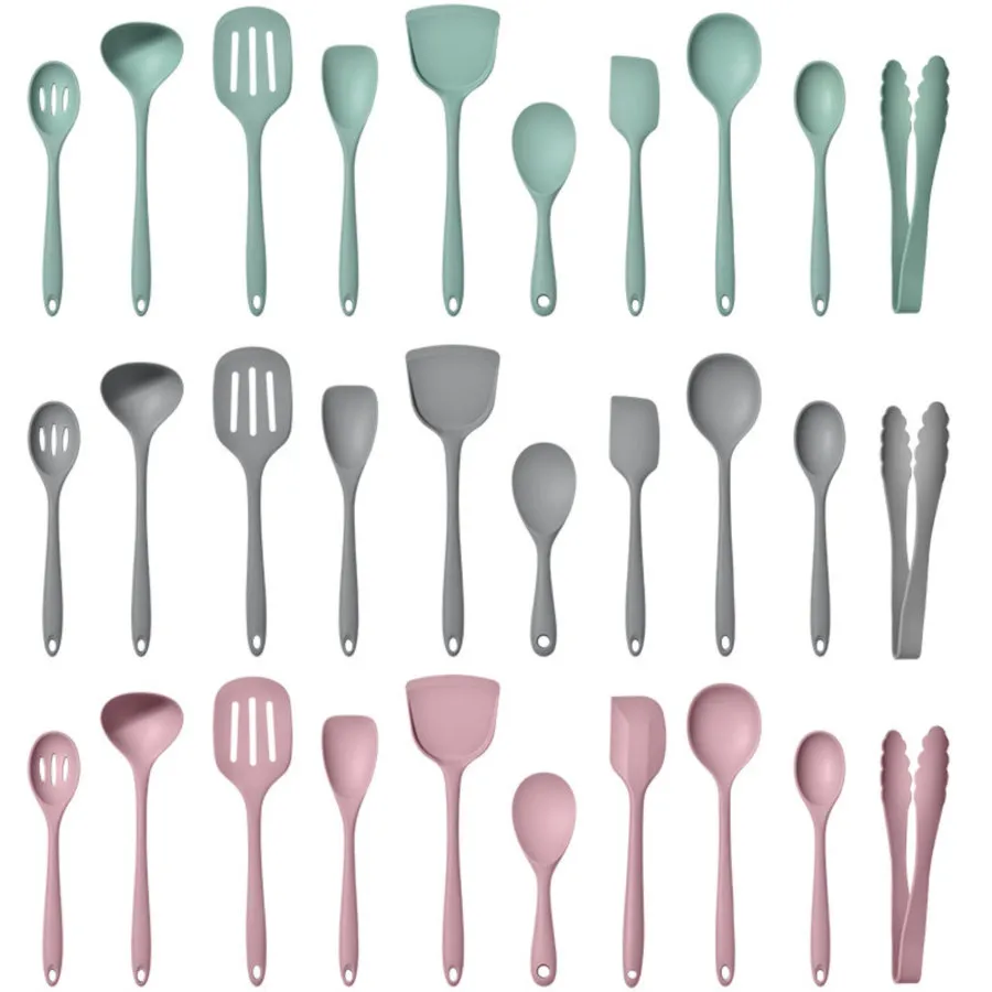 Cookware Kitchenware Factories OEM ODM Custom Non-Damaging to Coating Silicone Cooking Utensils Kitchen Utensil Set