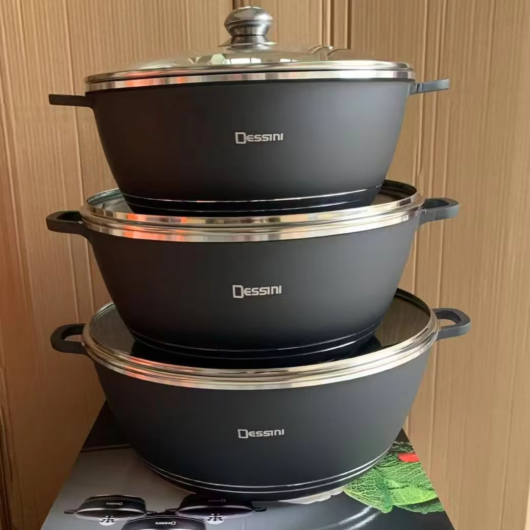 Kitchen Pot Cookware Casserole Set Big Size 32/36/40cm Aluminium Granite