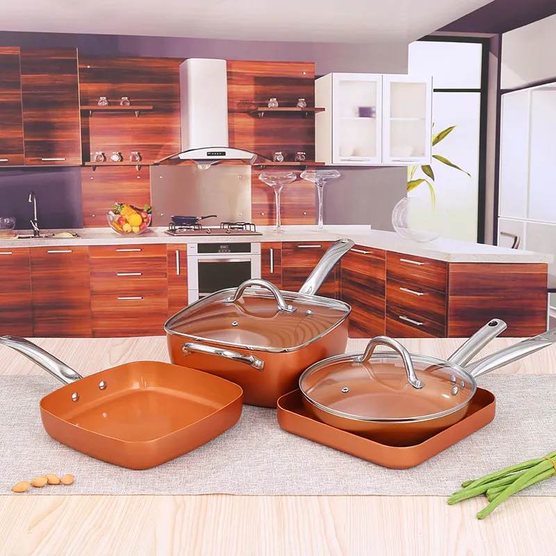 Household Business Kitchen Gift European and American Copper Induction Bottom Gift Non-Stick Pan Cookware Set