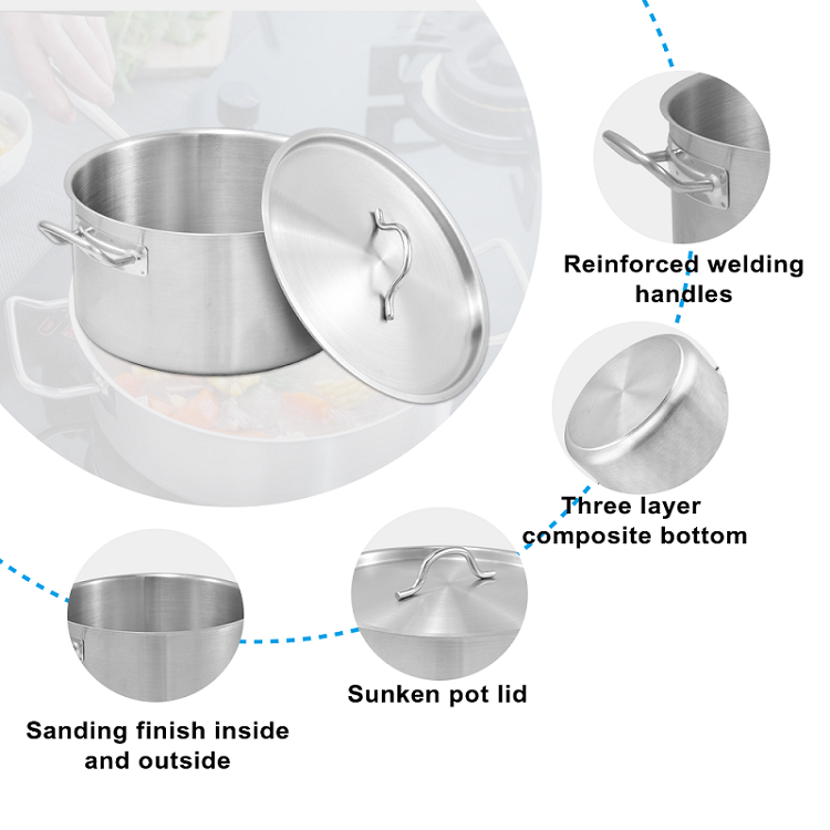 Commercial Kitchen Factory Price Stainless Steel Saucepan Professional Cookware Chef Set
