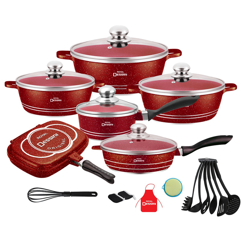 High Quality 23-Piece Cookware Set with Detachable Handle Cartoon Design Versatile Pots and Pans