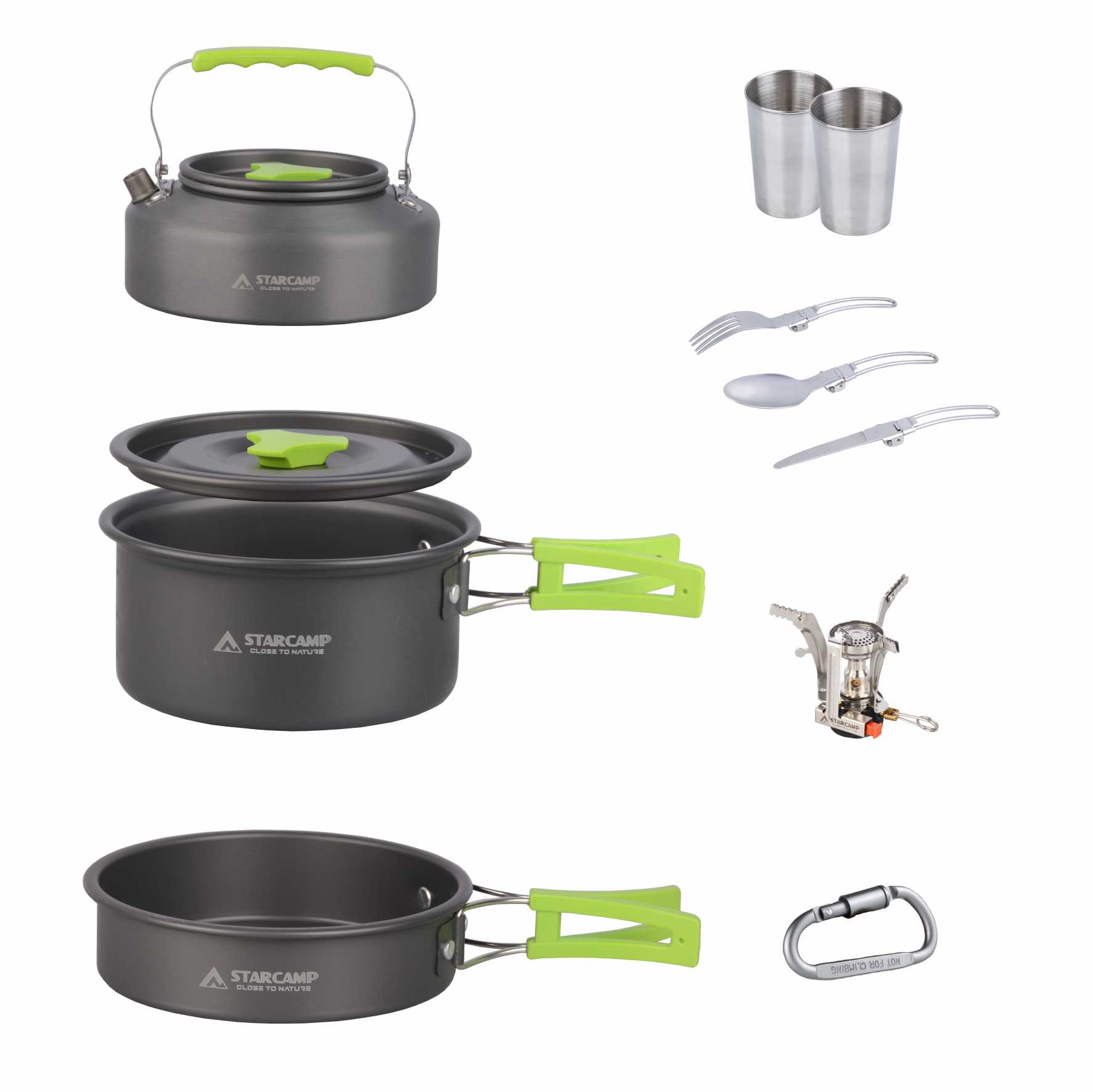 STARCAMP 11 In 1 Aluminium Outdoor Cookware Set 11-Piece Picnic &amp; Camping Tableware Mess Kit &amp; Cutlery For Cooking &amp; Dining