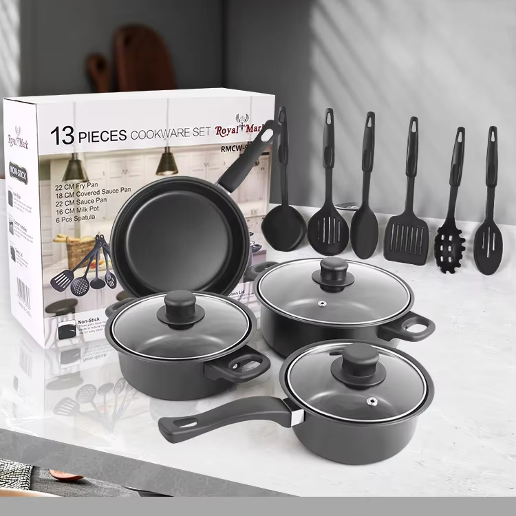 Thirteen Piece Set Cookware Shovel Great Home Use Non Stick Soup Pot Rice Stone Multi Piece Set Non Stick Cast Iron Cooking Pot