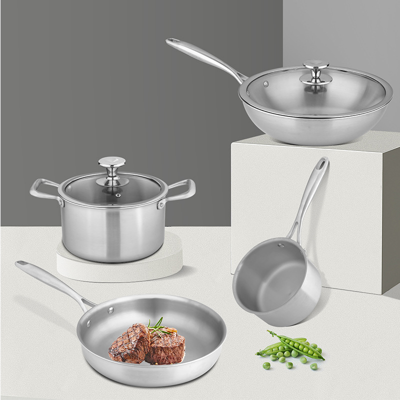 Pure Titanium Uncoated 4-Piece Cooker Set with Tempered Glass Lid-Dishwasher &amp; Oven Safe Sustainable and Eco-Friendly