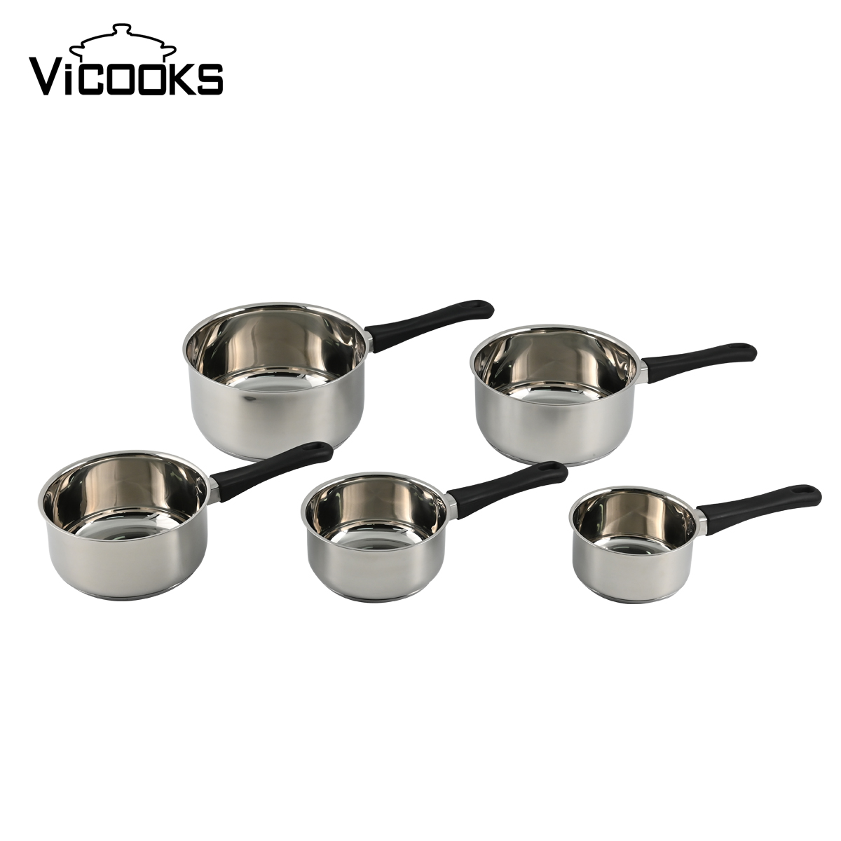 5PCS Stackable Stainless Steel Sauce Pot Set - Nonstick PFOA Free Sauce Pans with Lids, Oven Safe 450&deg;F &amp; Dishwasher Safe