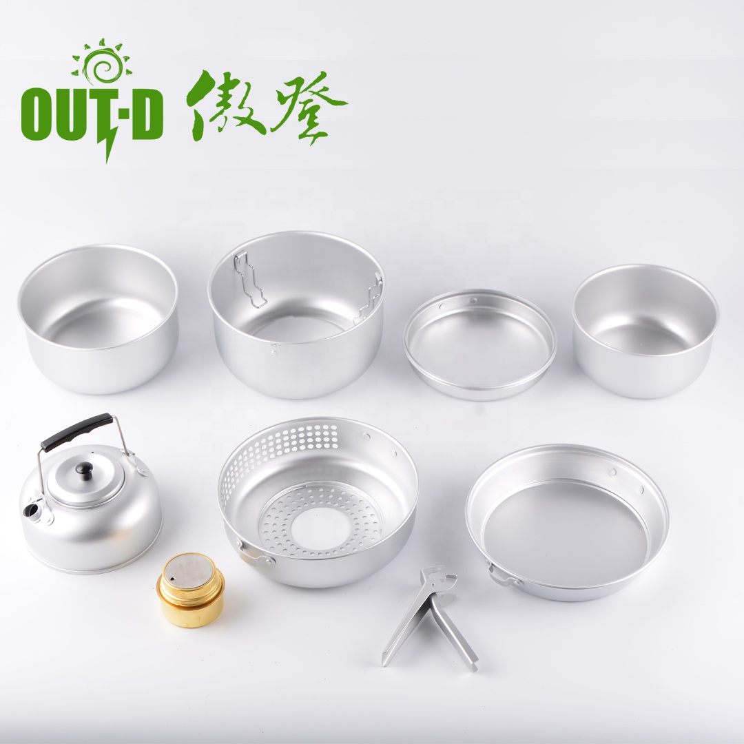 Wholesales Anodized Aluminum Camping Cook Set Portable Outdoor Cooking Pots