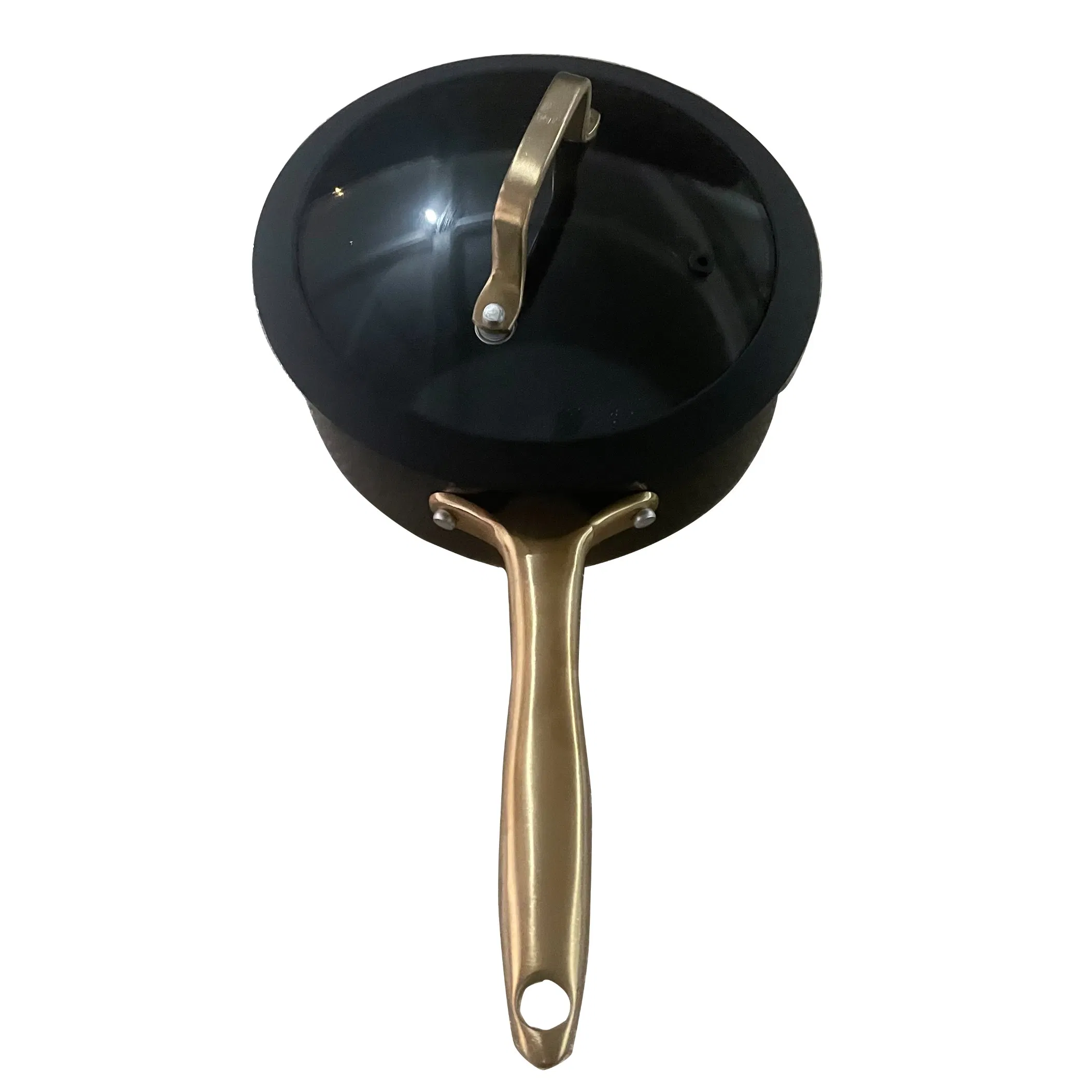 20cm/24cm Induction Bottom Black Color Coating Nonstick Aluminum Sauce Pan with Ss Handle