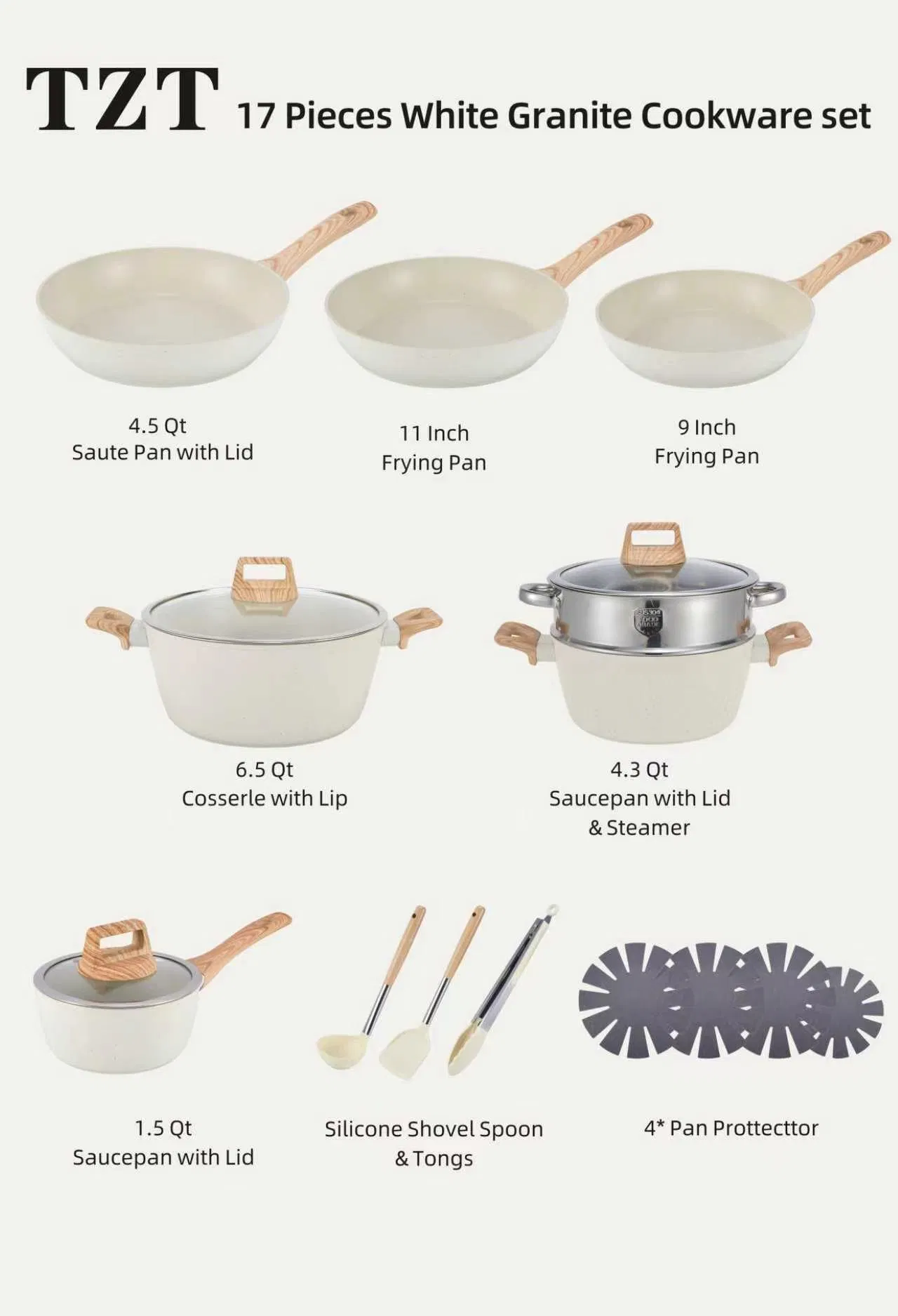 17PCS Granite Cookware Set with Good Qualit Pots and Pans Set