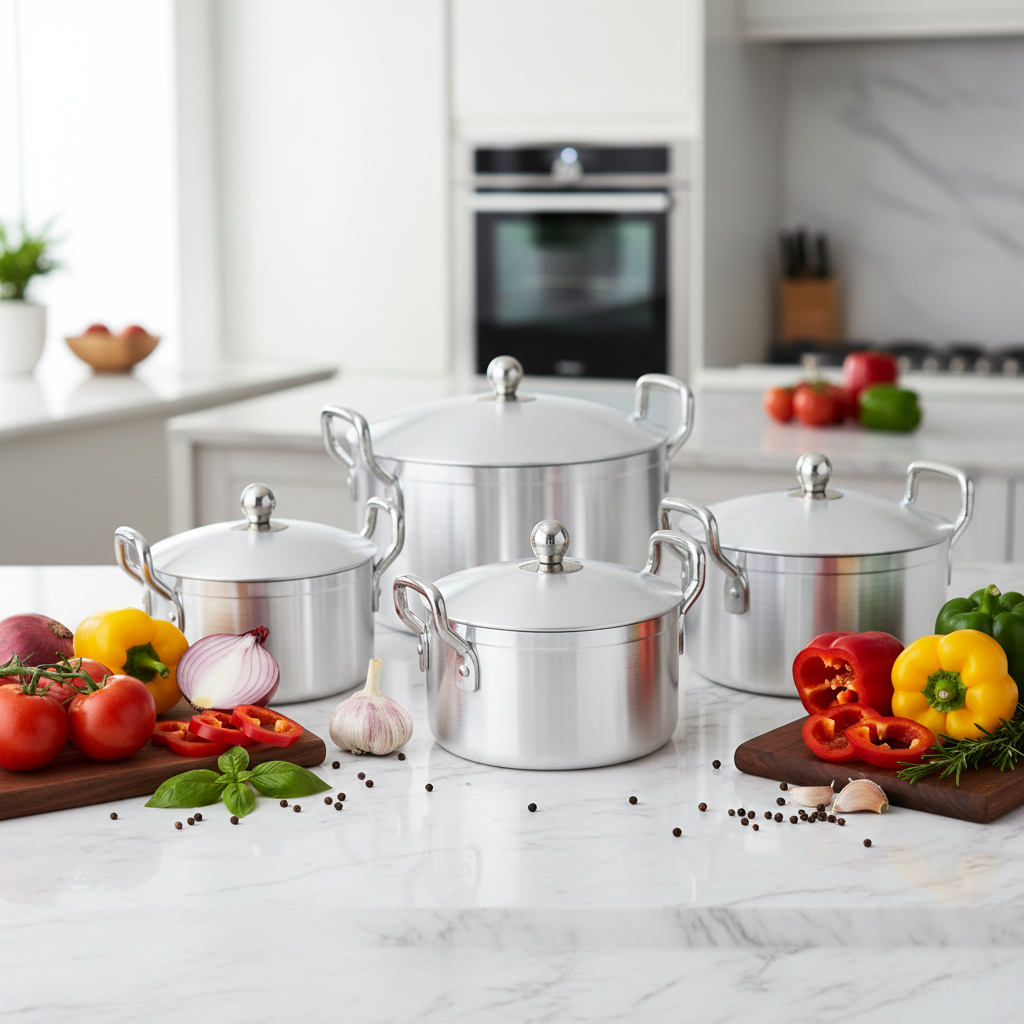 Africa Hot Selling Classic 3/4 Layer Stackable Aluminum Pot Set-Heavy Duty Sanded Aluminum Soup &amp; Stock Pots with Gas Stove Lid