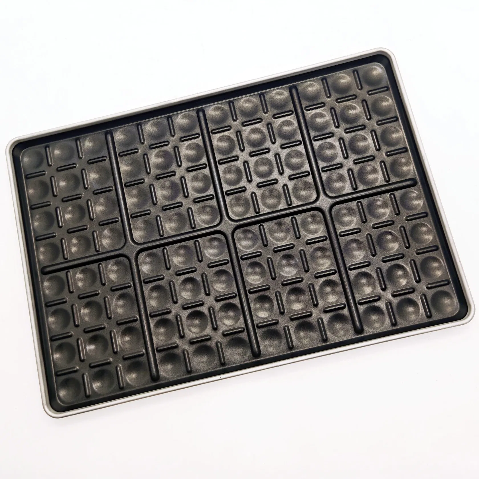 Aluminized Steel with Band in Rim 96 Concave 22 Gauge 1-3/8" Cluster Slide Bun Pan with Pfas Free Non-Stick Coating Baking Tray