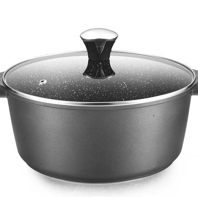 Soup Pot Set Home Kitchen Aluminum Ceramic Coated Nonstick Cookware Sets With Stainless Steel Glass Covers