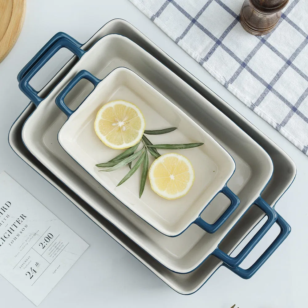 Rectangle Ceramic Baking Dish Set of 3 Oven Casserole Stoneware Bakeware Baking Dishes with S/M/L Size