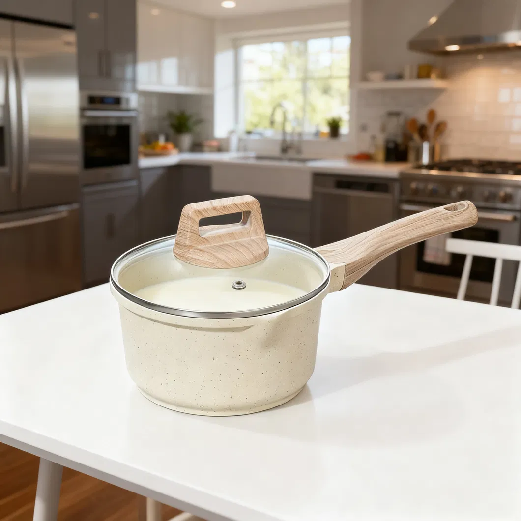 Ceramic White Marble Non-Stick Classic Design Kitchen Ware Casserole Cooking Cookware Set