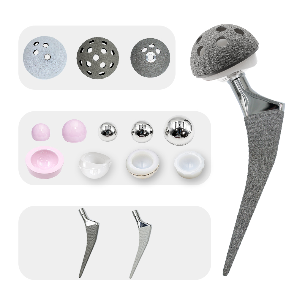 GEASURE Biocompatible Titanium Alloy Cementless Anatomical Hip Stem Plasma Sprayed Coating Orthopedic Surgery Implants Left Hand