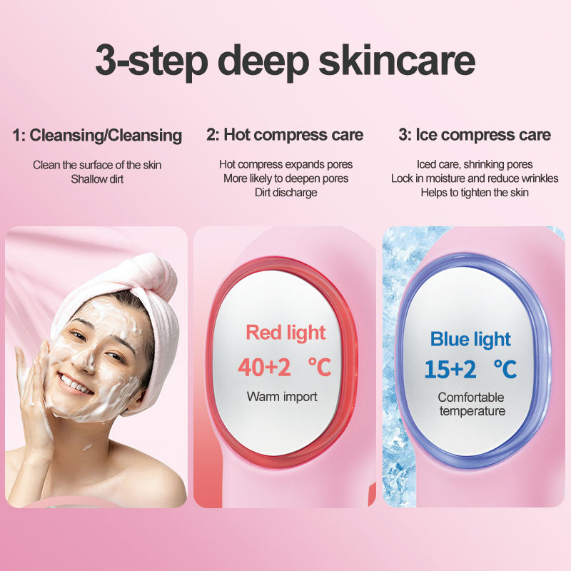 Silicone Electric Facial Cleansing Brush-Heating Pore Cleaner Waterproof Face Cleaning