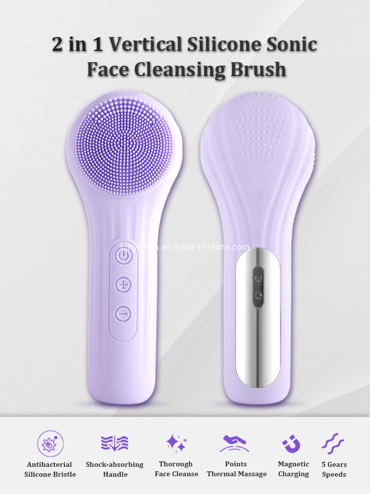 2023 Hot Selling Wireless Charging Electric Silicone Brushes Waterproof Silicone Sonic Facial Cleansing Brush 5 Speeds with Ipx7 Waterproof OEM Service