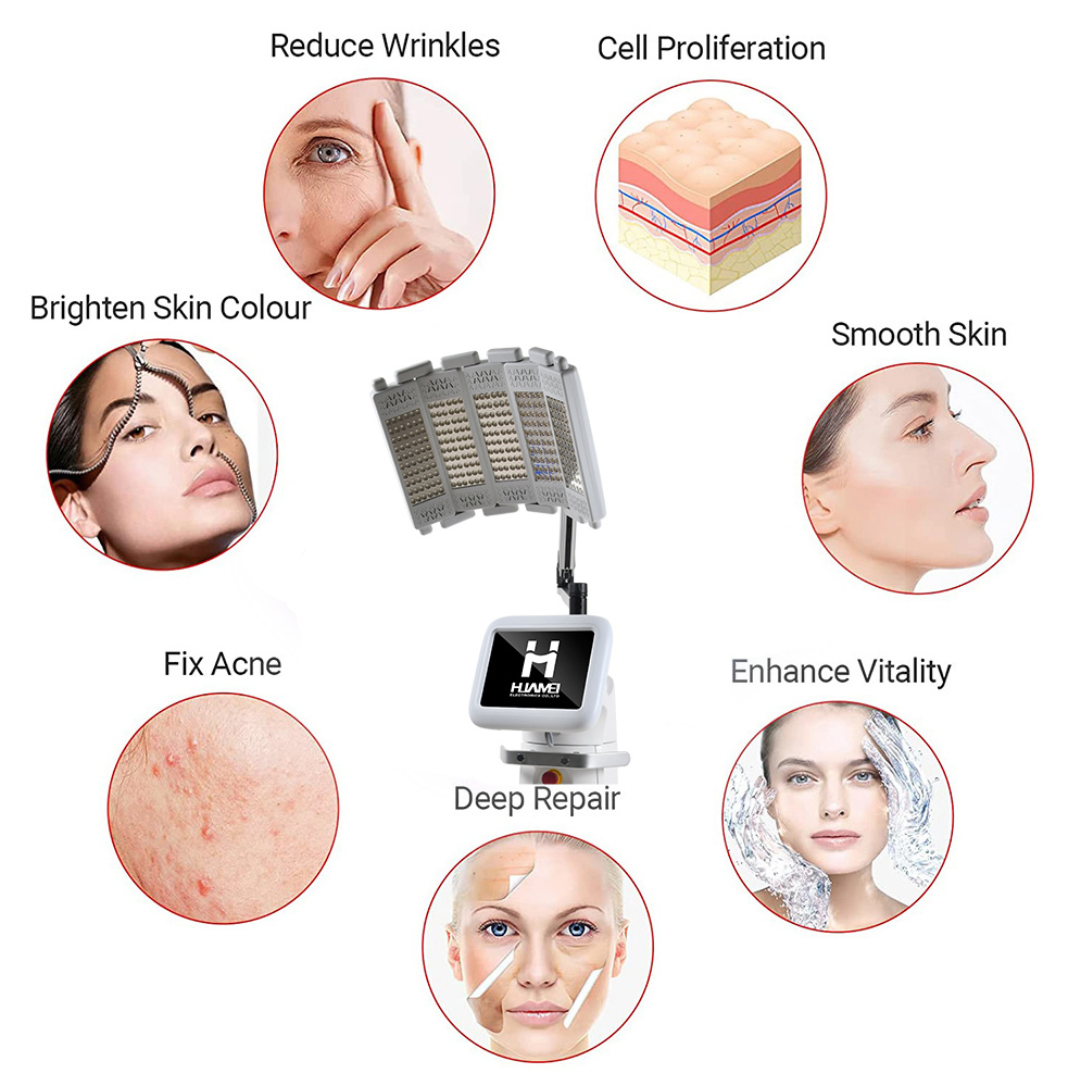 Acne Removal Anti Wrinkle Device Red Light Photon Therapy Light Skin Care LED Blue Red Green Yellow Infrared Facial PDT Machine