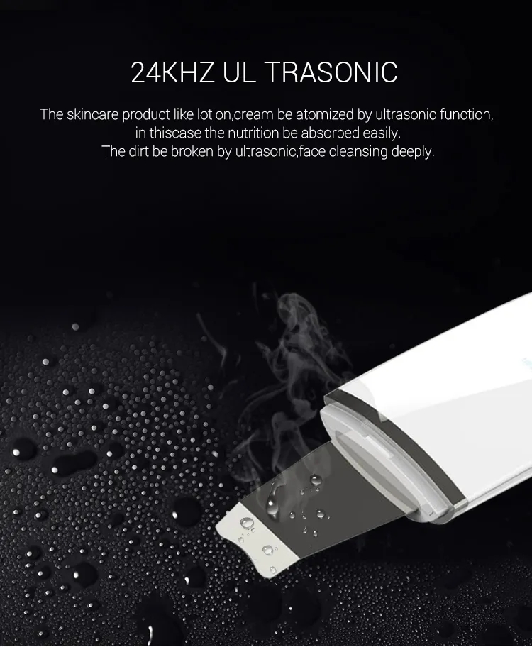 New Design Ion Therapy Ultrasonic Beauty Deep Cleansing Vibration Massage Skin Spatula Blackhead Pore Cleaner Skin Scrubber