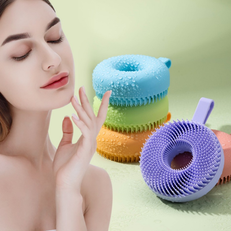 Custom Doughnut Shape Silicone Bath Shower Exfoliating Massager Brush Facial Cleansing Brushes