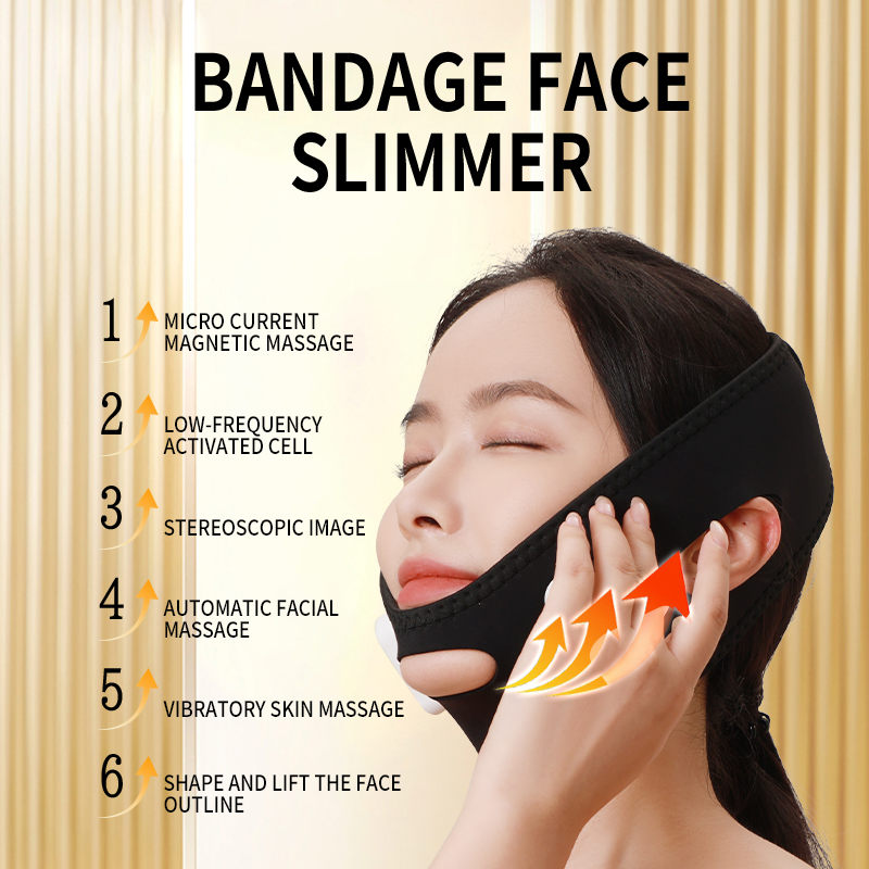 Elastic Reduce Double Chin Cheek Lift up Belt V Shape Face Lifting Massager Bandage Microcurrent Vibration Face Slimming Device