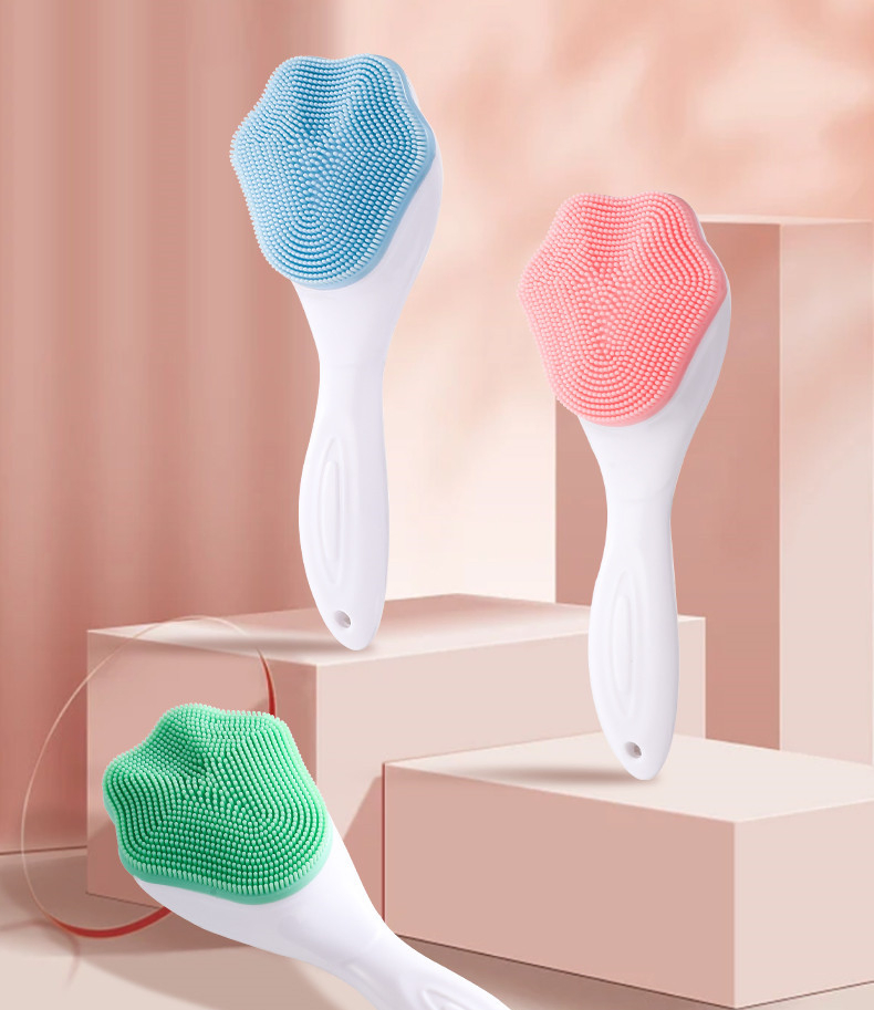 Face Wash Brush Long Handle Silica Gel Exfoliating Facial Cleansing Pore