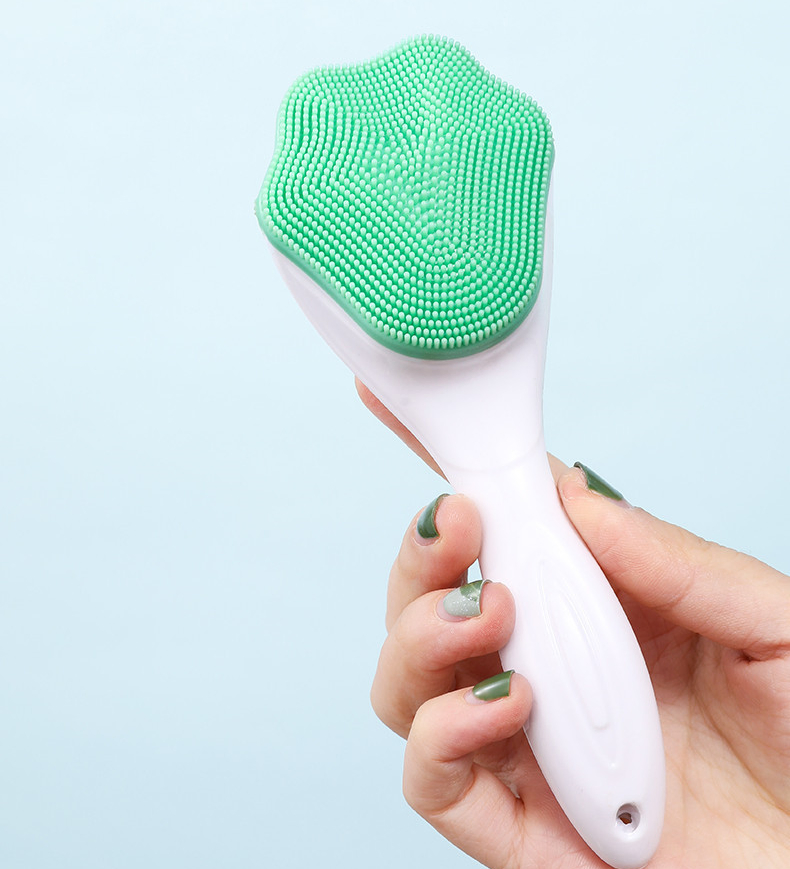 Face Wash Brush Long Handle Silica Gel Exfoliating Facial Cleansing Pore
