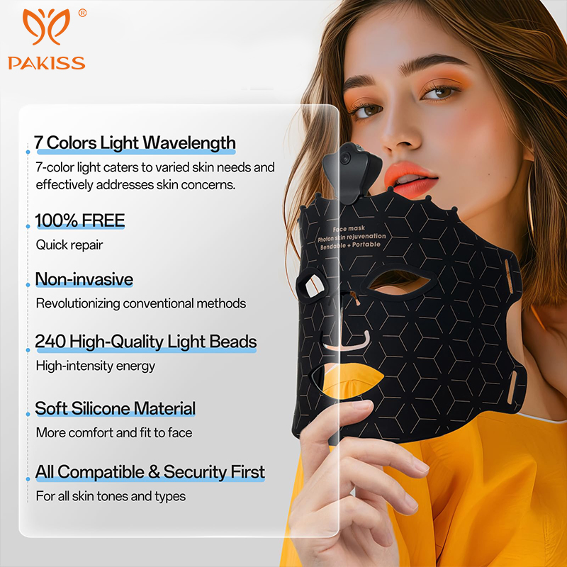 7 Colors Infrared LED Beauty Silicone Facial Mask Red Light Therapy Device for Face and Eye