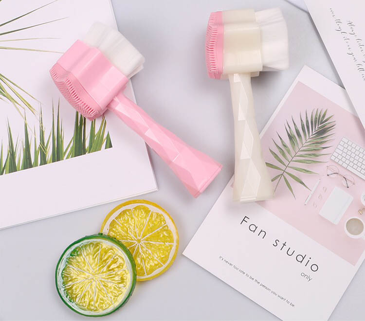 Double Sided Superfine Fiber Facial Brush Makeup Face Facial Cleaning Brush