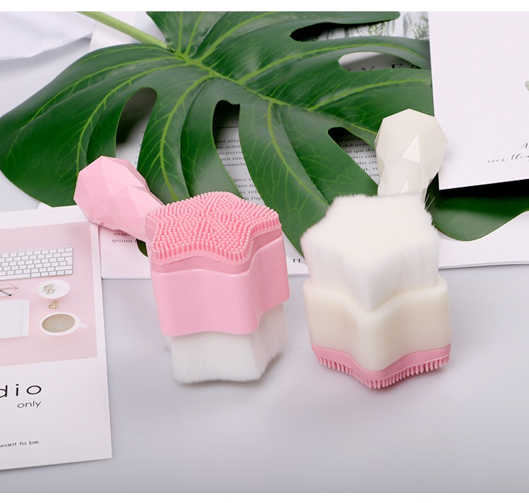 Double Sided Superfine Fiber Facial Brush Makeup Face Facial Cleaning Brush