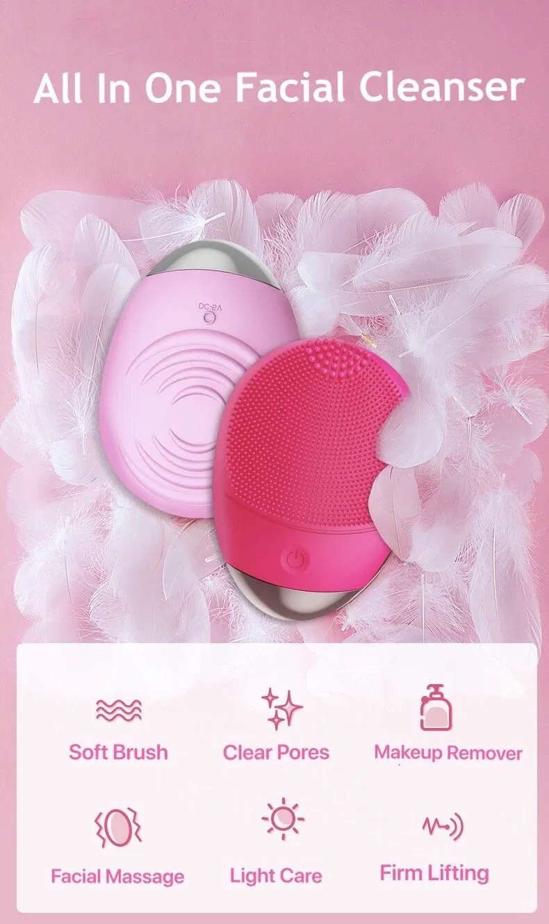 Custom Wholesale Sonic Pore Cleansing Silicone Electric Facial Cleansing Massage Brush
