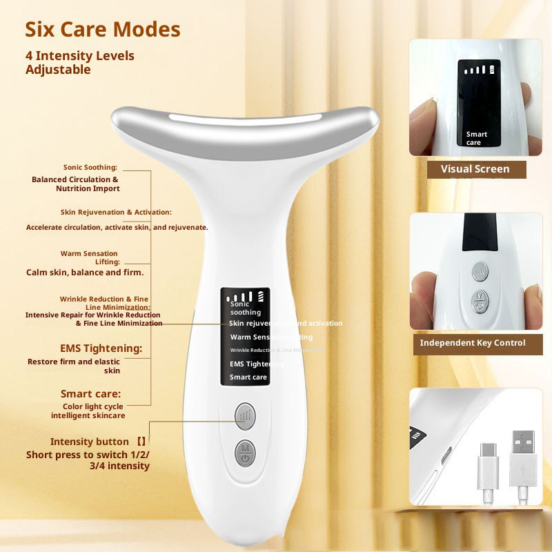 Neck Face Massager Face Sculpting Tool 3 Colour Modes and Vibration for Facial Massager Double Chin Reducer