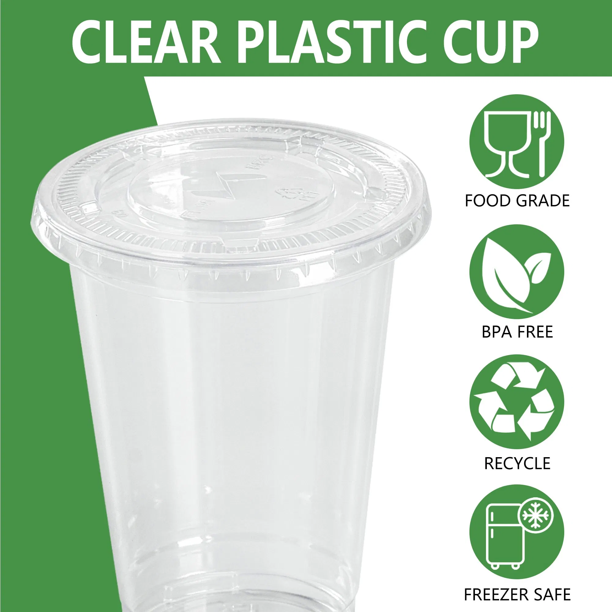 Wholesale Custom Logo Cold Drinking Clear Coffee Juice Disposable Plastic Pet Cup