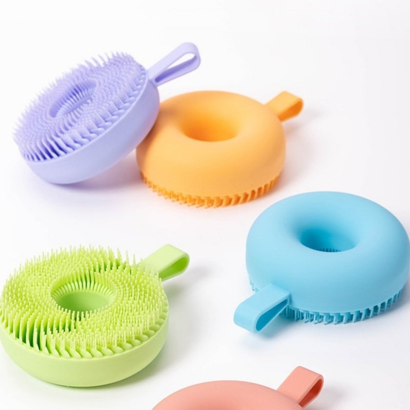 Custom Doughnut Shape Silicone Bath Shower Exfoliating Massager Brush Facial Cleansing Brushes