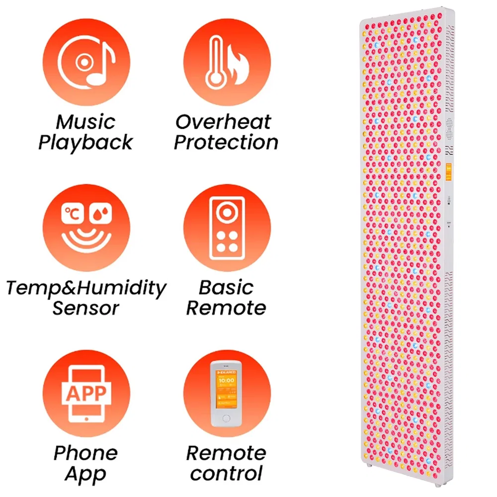 9 Color LED Blue Red Light Therapy Panel for Home Full Body Skin Beauty Rejuvenation, Music Player Humidity Infrared Lamp Pain Relief PDT Machine