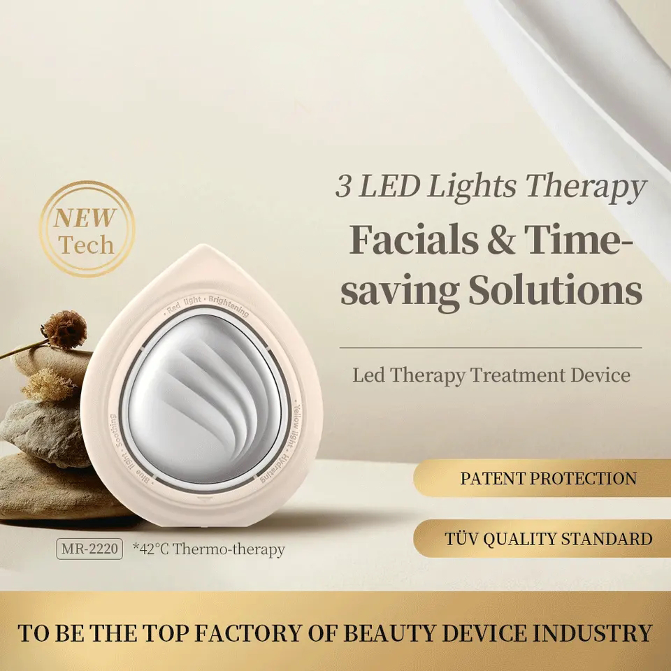 Mini LED Light Heating Vibration Therapy Anti Wrinkle Aging Face Beauty Massager Facial Mask Massage Treatment Device