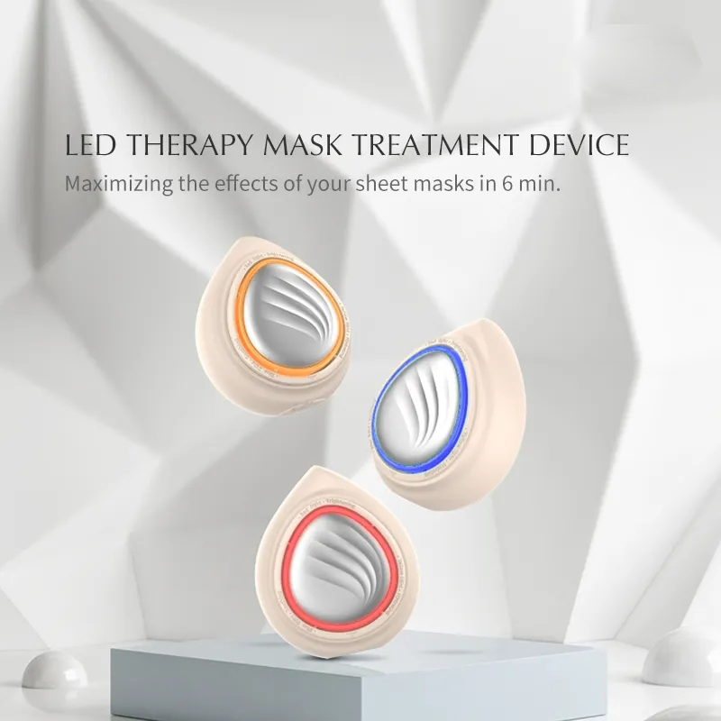 Mini LED Light Heating Vibration Therapy Anti Wrinkle Aging Face Beauty Massager Facial Mask Massage Treatment Device