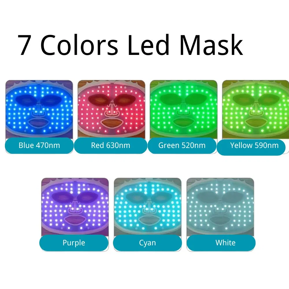 Wireless LED Beauty Device 7 Colors Mask for Beauty PDT Photo Therapy Anti Aging Acne Treatment Skin Rejuvenation Red Light Therapy Facial Mask