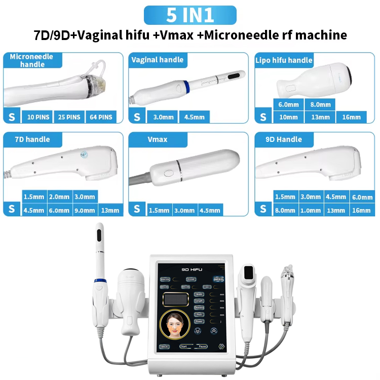 9d Hifu Machine for Facial and Neck Tightening Anti-Wrinkle Skin Rejuvenation Effective Fat Loss Device for Home and SPA 5 in 1