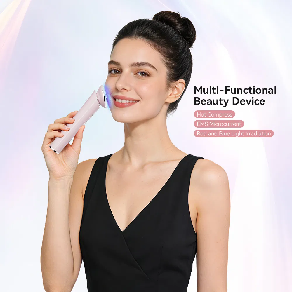 Multifunction Mini Electric Beauty Device Facial Massager EMS Microcurrent LED Red Blue Light Heated Therapy Face Lifting Machine Anti-Aging Skin Care Equipment