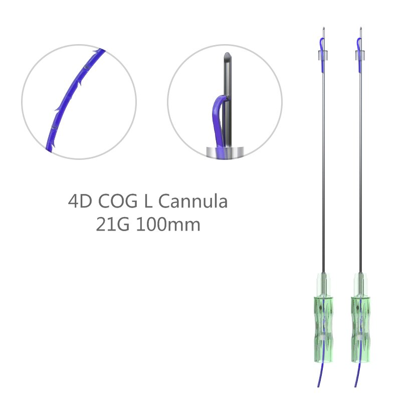 Absorbable 21g 100mm 6D Cog Pdo L Blunt Cannula Thread Face Lifting