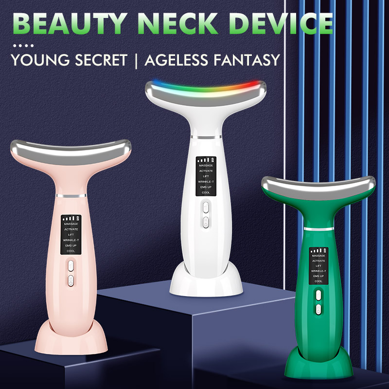 4 Colors LED Light Therapy Microcurrent Face Lifting Double Chin Removal Neck Beauty Device