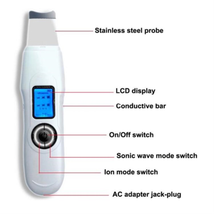 Handheld Pore Cleaner Facial Ultrasonic Skin Scrubber for Deep Cleaning