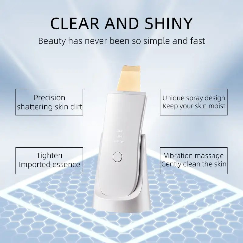 New Arrival Ultrasonic Facial Scrubber Skin Exfoliator Beauty Peel Machine Pore Deep Cleanings DIY Spray Mist Skin Scrubber