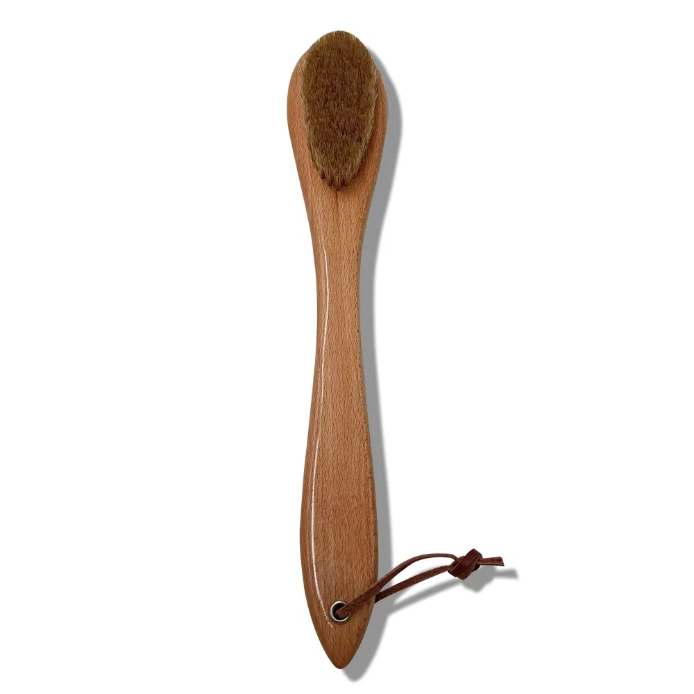 Natural Wooden Long Handle Facial Cleansing Brush - Eco-Friendly &amp; Gentle