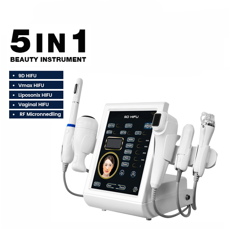 9d Hifu Machine for Facial and Neck Tightening Anti-Wrinkle Skin Rejuvenation Effective Fat Loss Device for Home and SPA 5 in 1