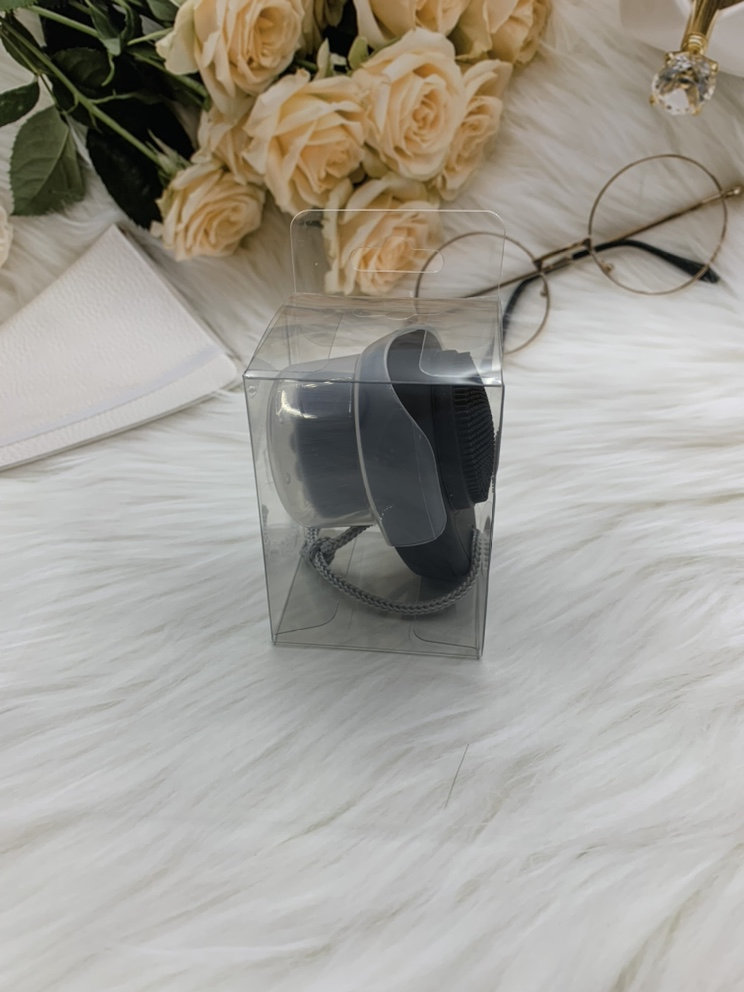 Mini Black Color Facial Silicone Massage Brushes ABS Plastic Handle Facial Wash Brush with Transparent Lid