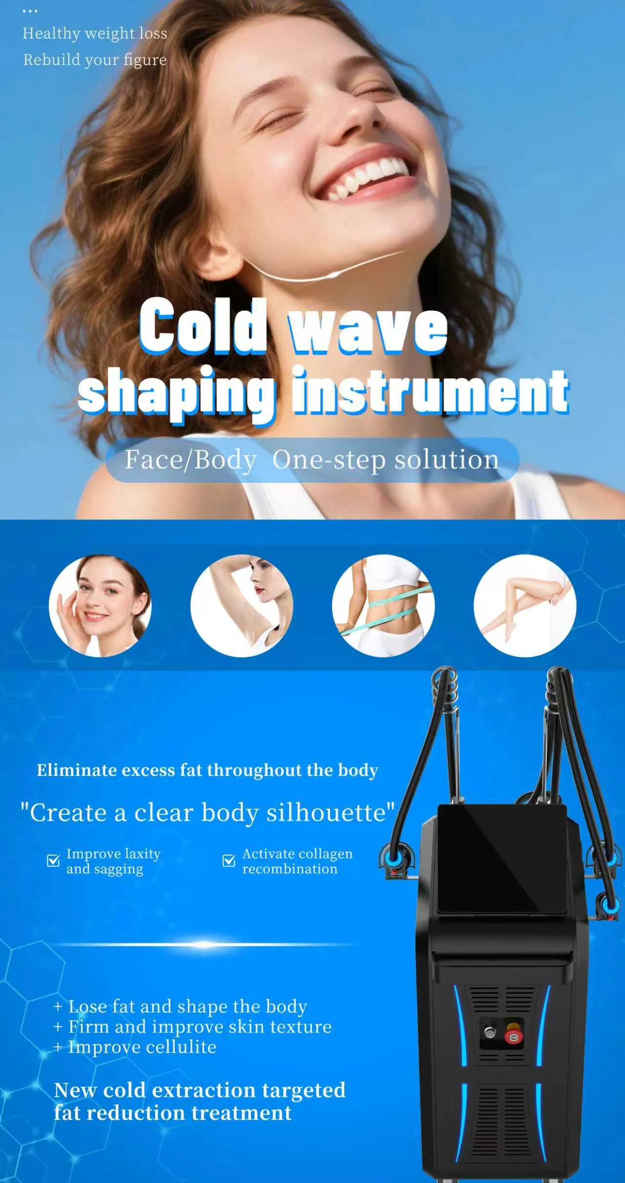 2026 Onda Coolwave Standing Smart Non-Surgical Face Lifting Body Forming Machine Anti-Aging Skin Tightening Salon Home