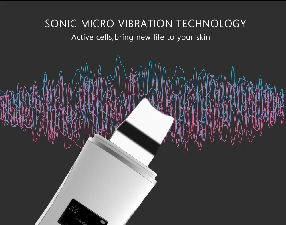 Ultrasonic Beauty Salon Use Remove Blackhead Pore Clean Peeling Exfoliating Facial Sonic Portable Spatula Face Skin Scrubber
