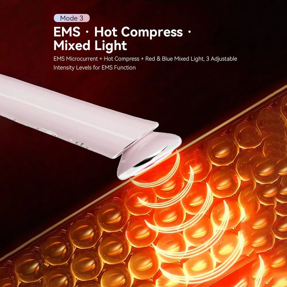 Multifunction Mini Electric Beauty Device Facial Massager EMS Microcurrent LED Red Blue Light Heated Therapy Face Lifting Machine Anti-Aging Skin Care Equipment