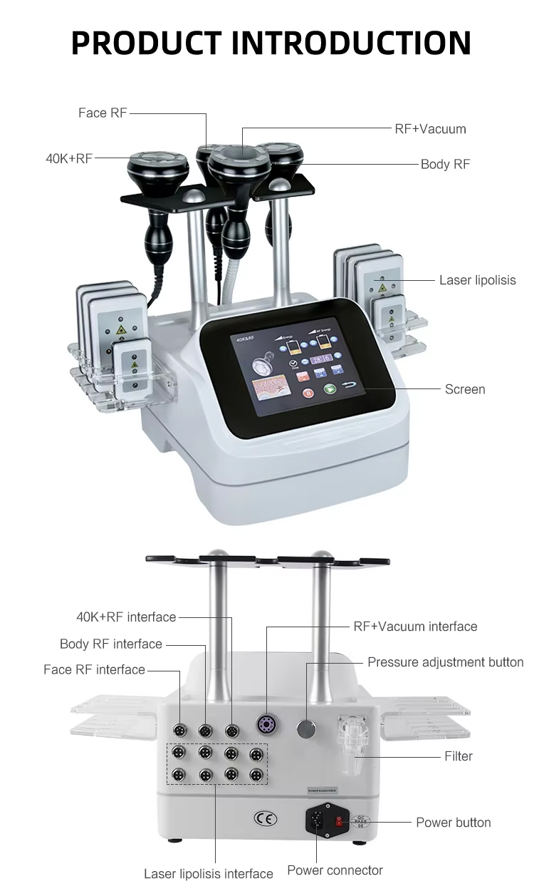 6in1 Desktop 40K Cavitation Machine High Frequency Slimming Skin Tightening Body Cavitation Machine Other Home Beauty Equipment